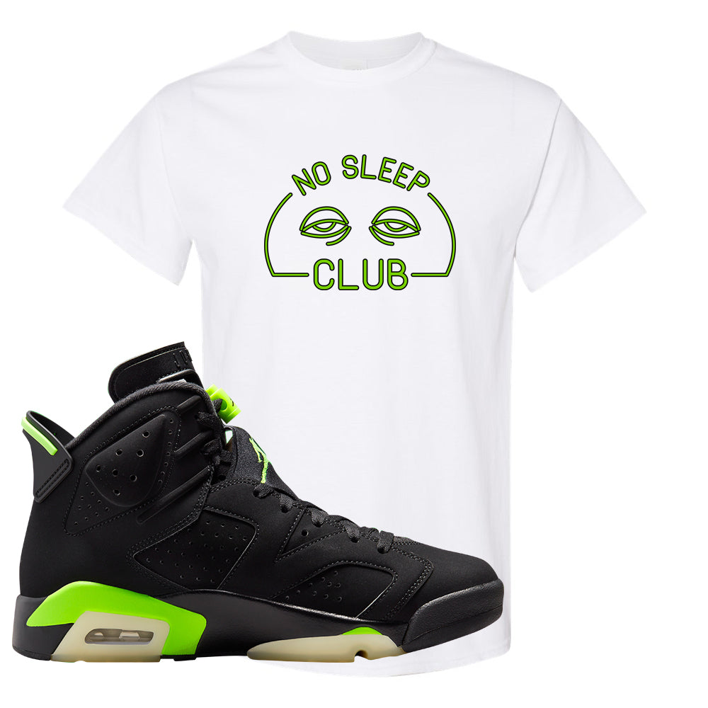 Electric Green 6s T Shirt | No Sleep Club, White