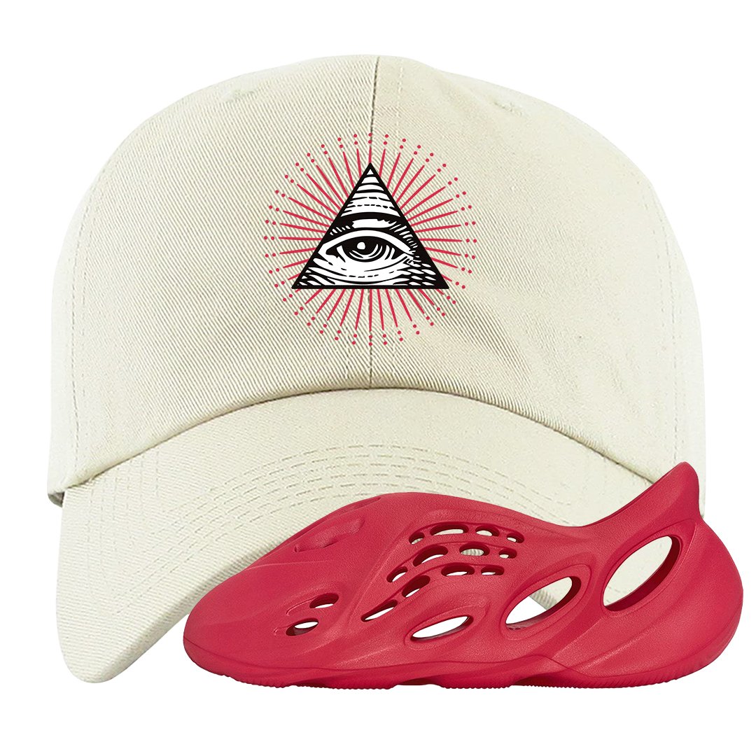 Vermillion Foam Runners Dad Hat | All Seeing Eye, White