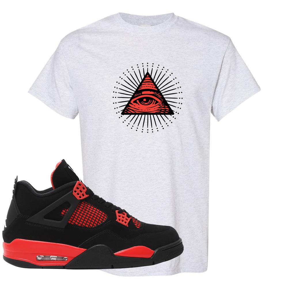 Red Thunder 4s T Shirt | All Seeing Eye, Ash