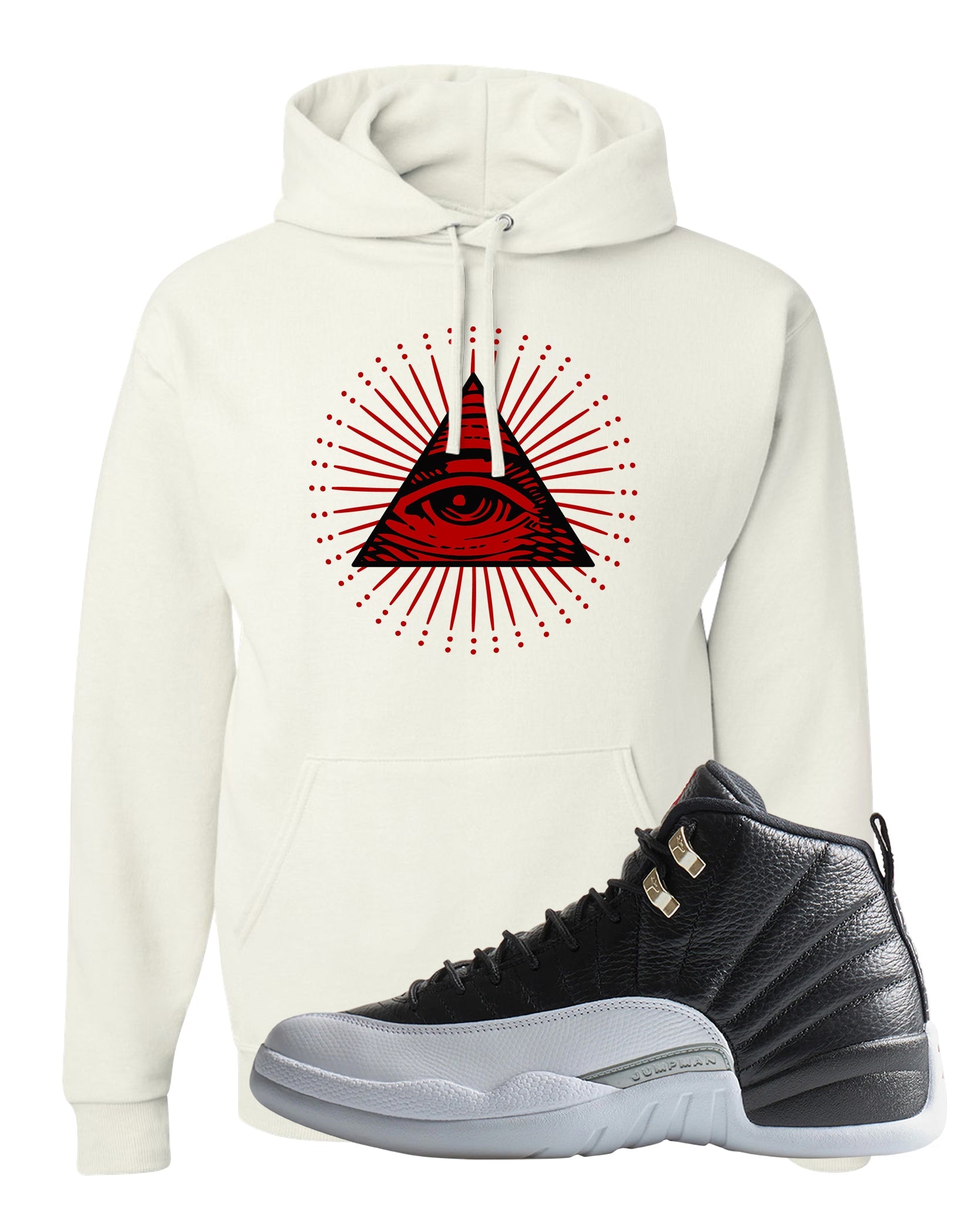 Playoff 12s Hoodie | All Seeing Eye, White