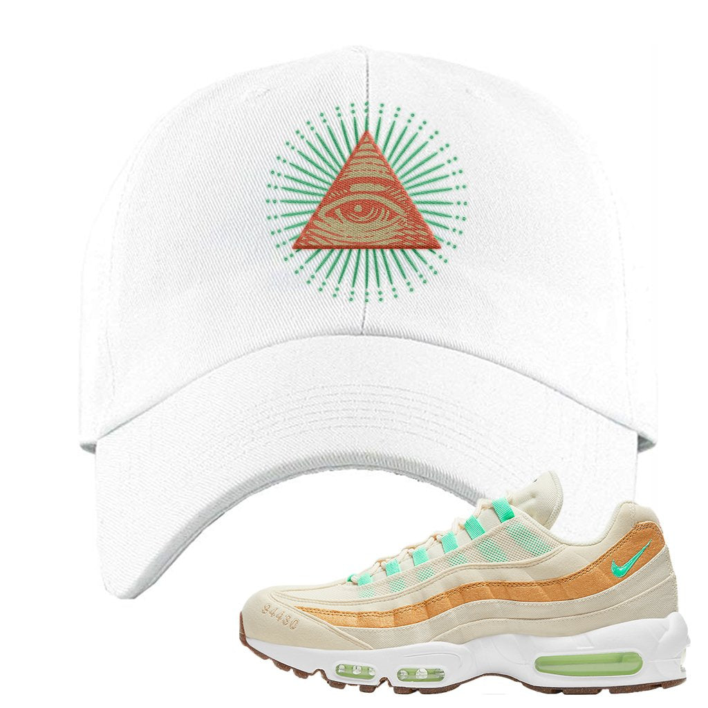 Happy Pineapple 95s Dad Hat | All Seeing Eye, White