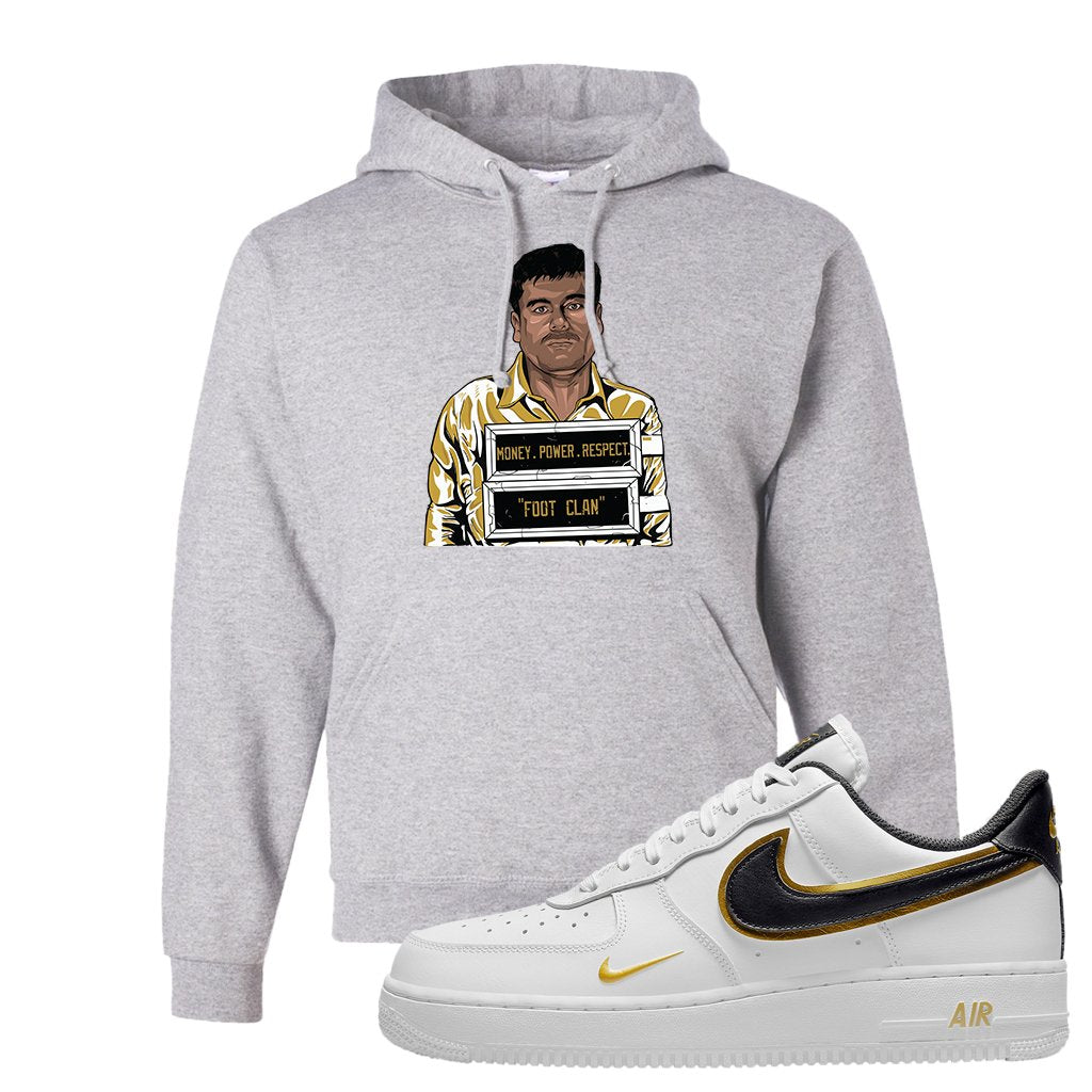 Air Force 1 Low White Gold Hoodie | El Chapo Illustration, Ash