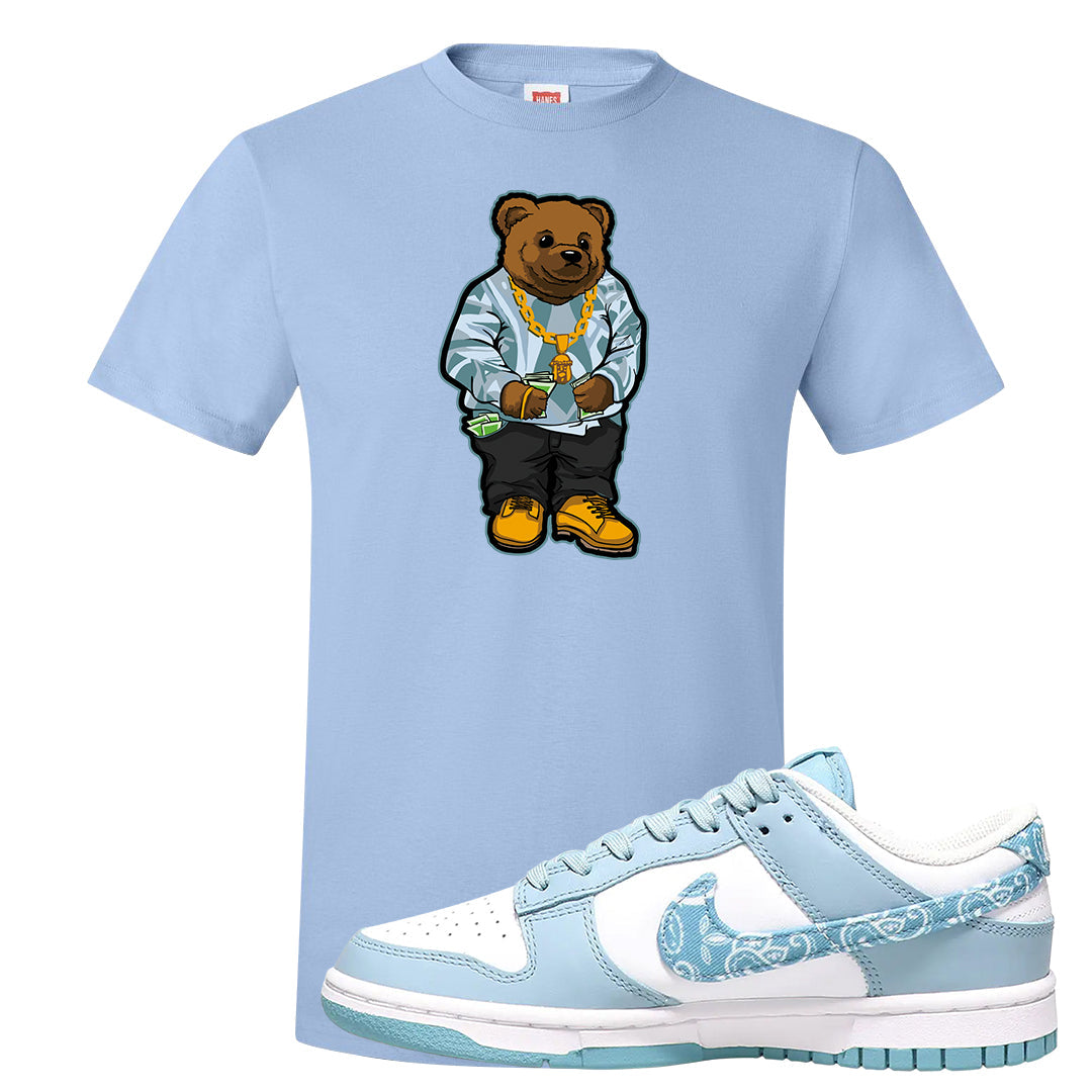 Paisley Light Blue Low Dunks T Shirt | Sweater Bear, Light Blue