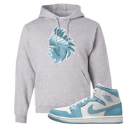 University Blue Mid 1s Hoodie | Indian Chief, Ash