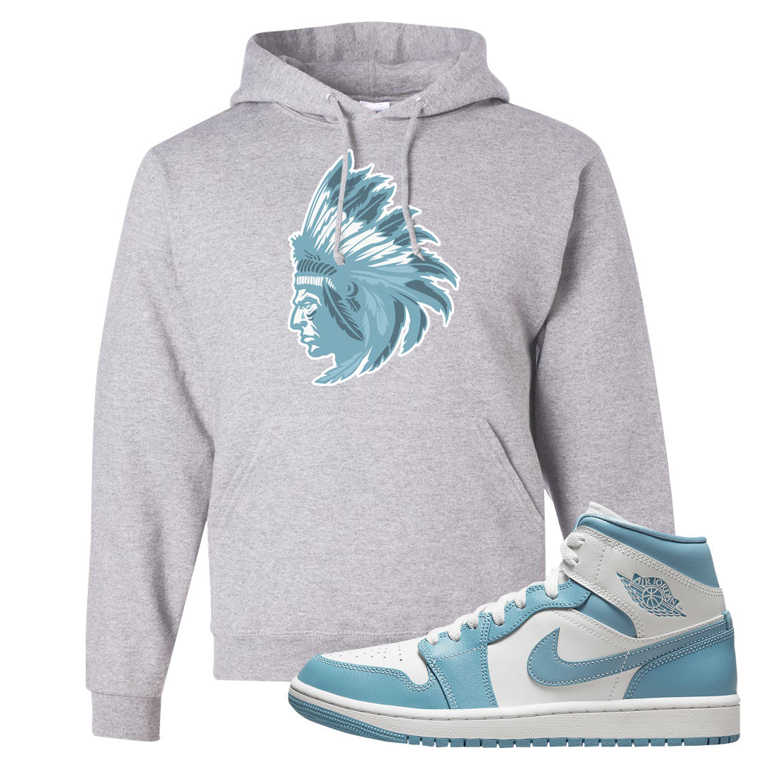 University Blue Mid 1s Hoodie | Indian Chief, Ash