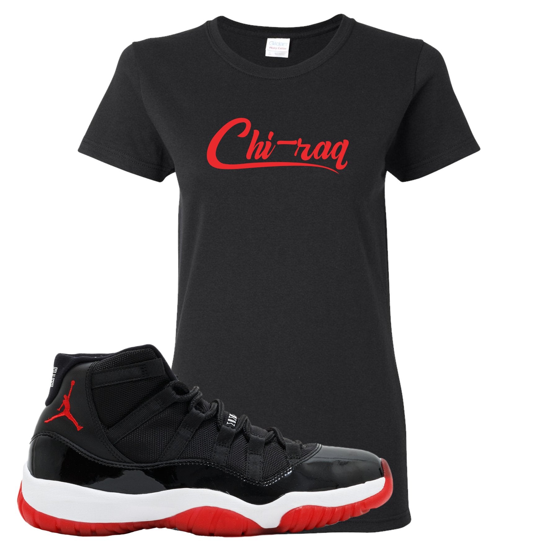 Jordan 11 Bred Chi-raq Black Sneaker Hook Up Women's T-Shirt