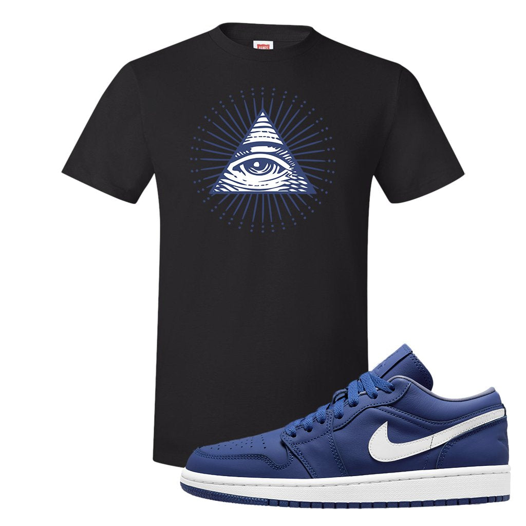 WMNS Dusty Blue Low 1s T Shirt | All Seeing Eye, Black