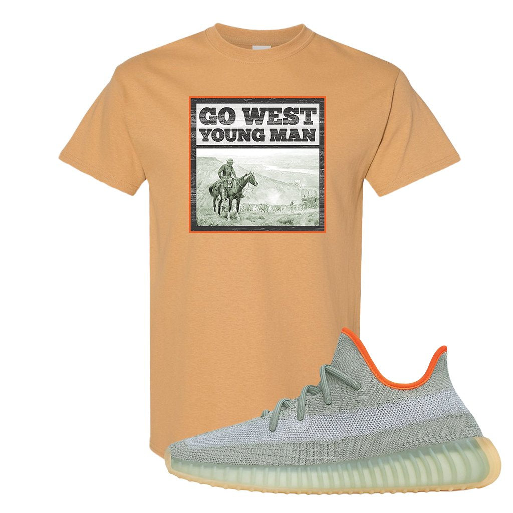 Yeezy 350 V2 Desert Sage Sneaker T Shirt |Go West Young Man | Old Gold