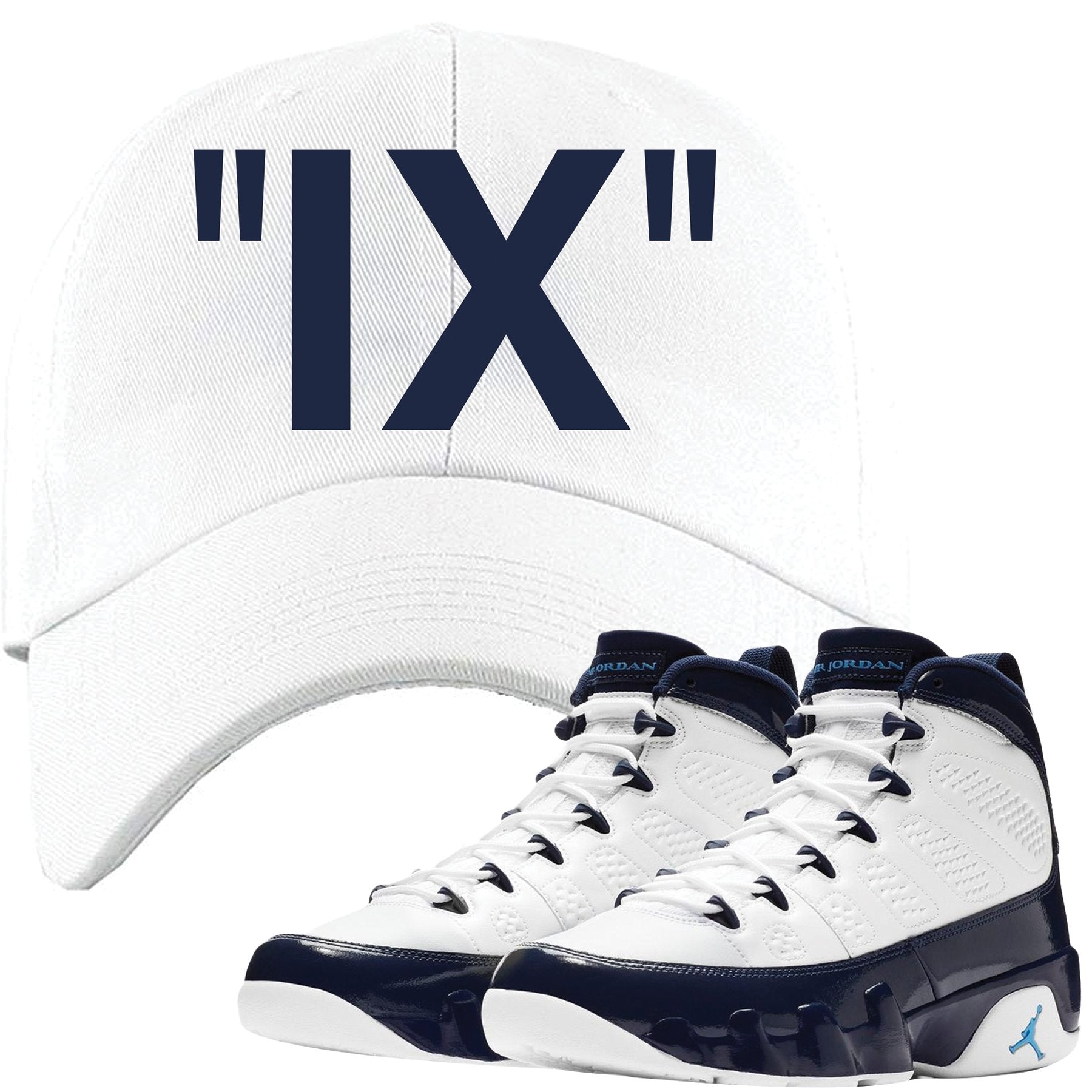 Match your pair of Jordan 9 UNC Blue Pearl All Star sneakers with this Jordan 9 UNC sneaker matching dad hat