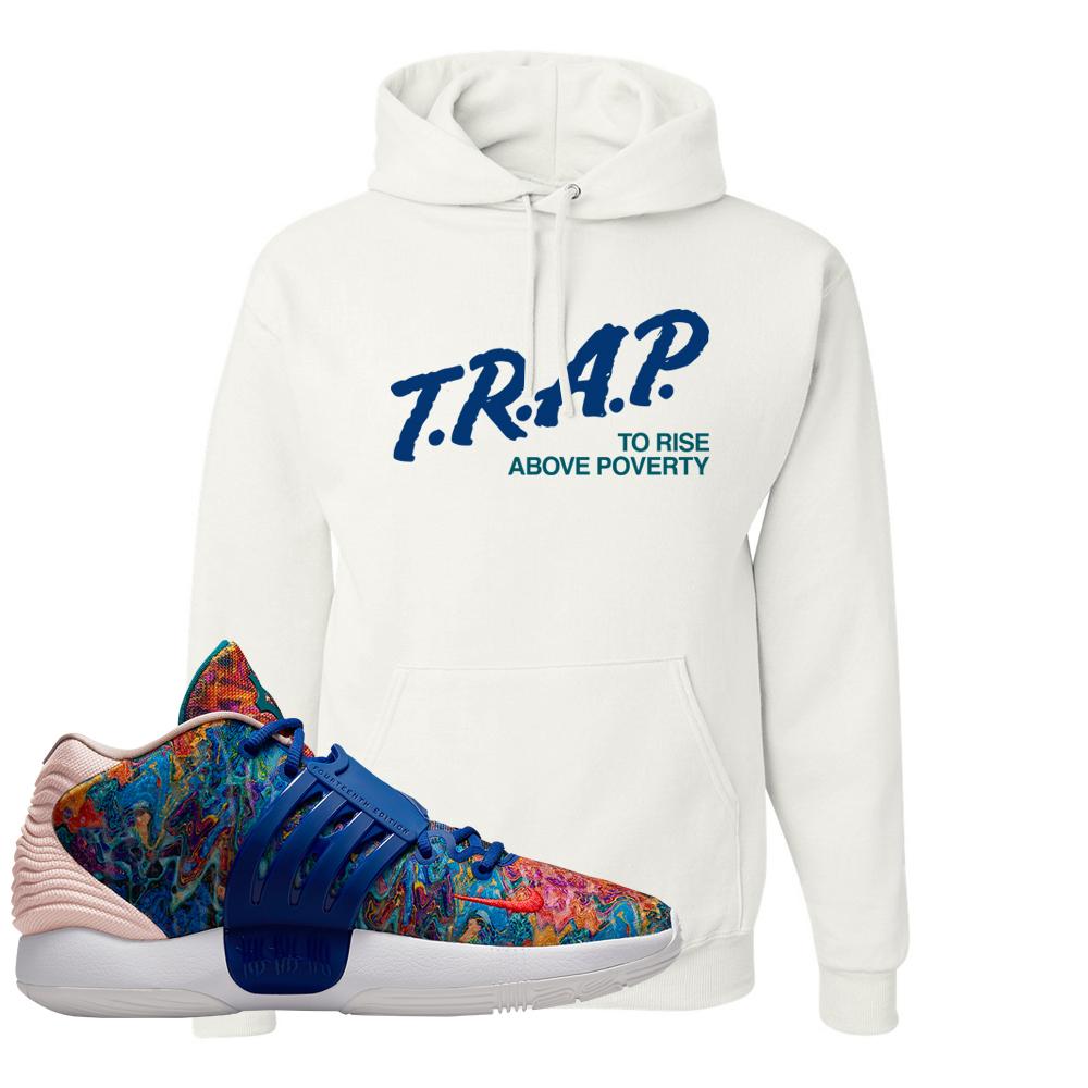 Deep Royal KD 14s Hoodie | Trap To Rise Above Poverty, White