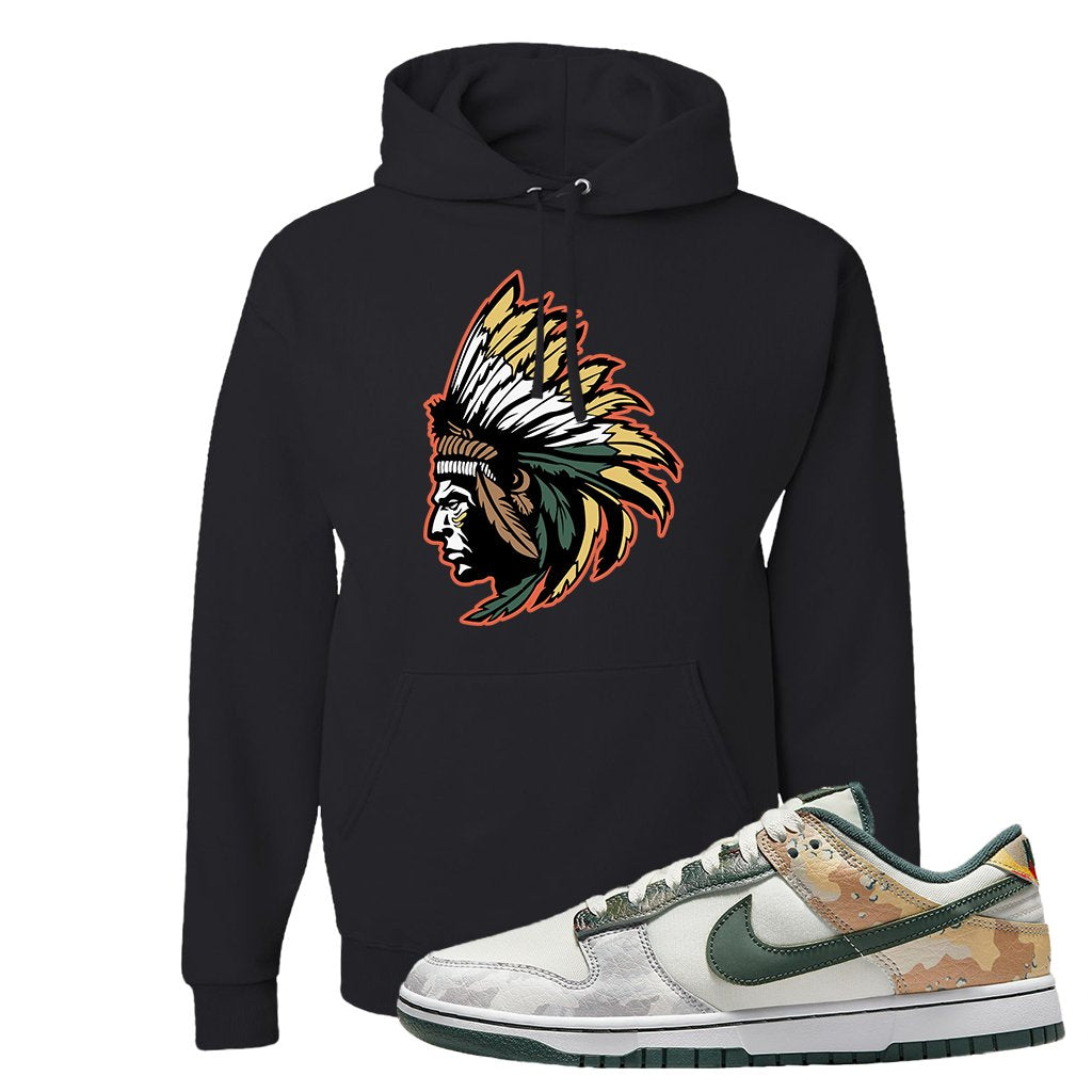 Camo Low Dunks Hoodie | Indian Chief, Black