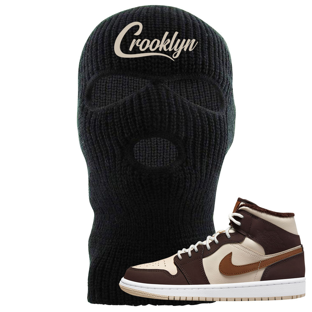 Brown Fleece Mid 1s Ski Mask | Crooklyn, Black