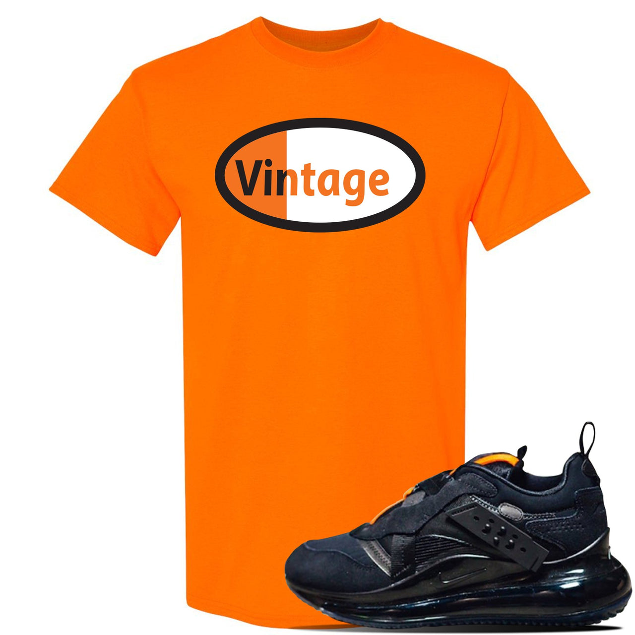 Air Max 720 OBJ Slip Sneaker Safety Orange T Shirt | Tees to match Nike Air Max 720 OBJ Slip Shoes | Vintage Oval