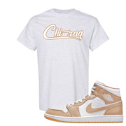 Air Jordan 1 Mid Tan Leather T Shirt | Chiraq, Ash