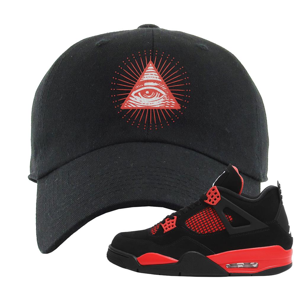 Red Thunder 4s Dad Hat | All Seeing Eye, Black