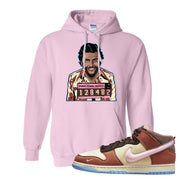 Chocolate Milk Mid Dunks Hoodie | Escobar Illustration, Light Pink