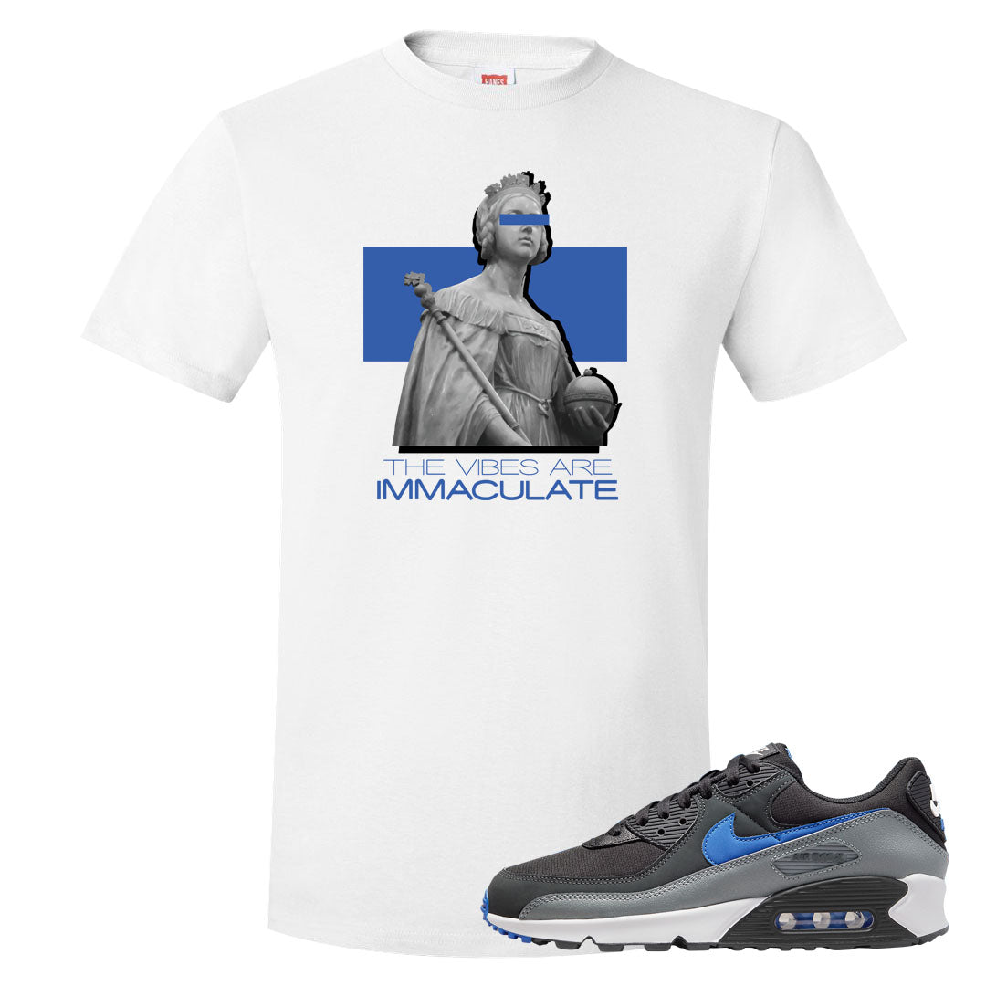 Grey Black Blue 90s T Shirt | The Vibes Are Immaculate, White
