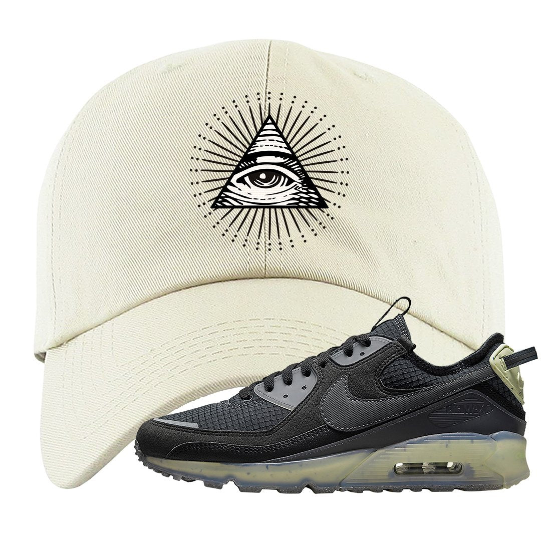 Terrascape Lime Ice 90s Dad Hat | All Seeing Eye, White