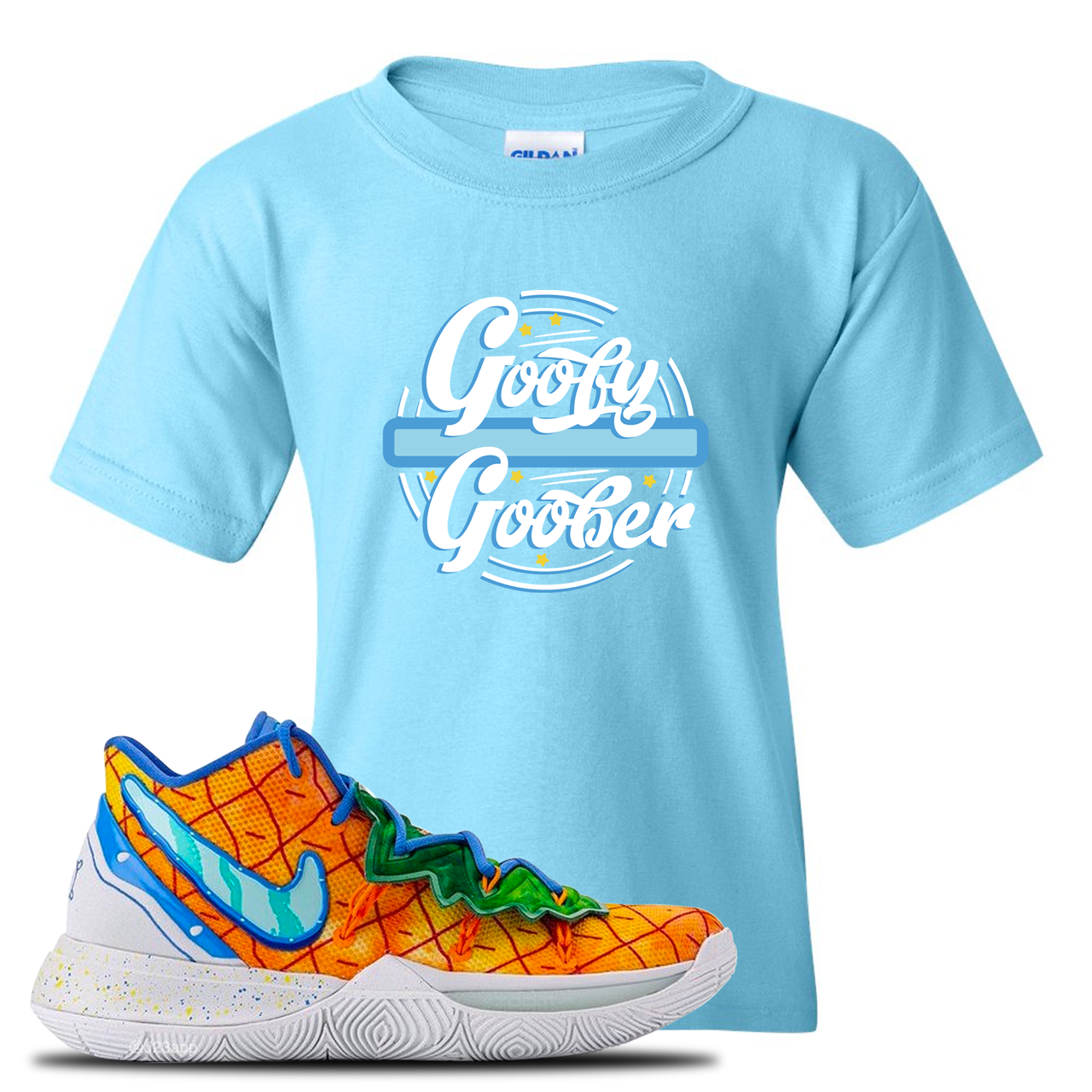 Kyrie 5 Pineapple House Goofy Goober Sky Blue Sneaker Hook Up Kid's T-Shirt