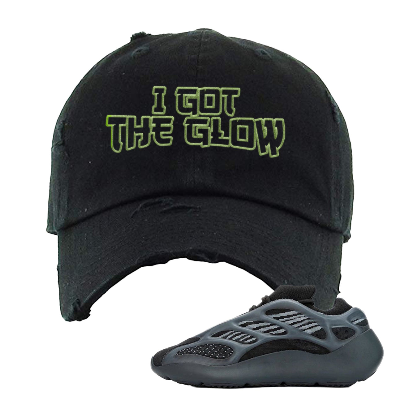 Alvah v3 700s Distressed Dad Hat | I Got The Glow, Black