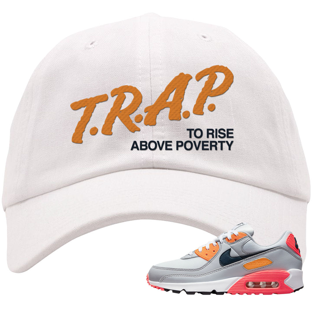 Sunset 90s Dad Hat | Trap To Rise Above Poverty, White