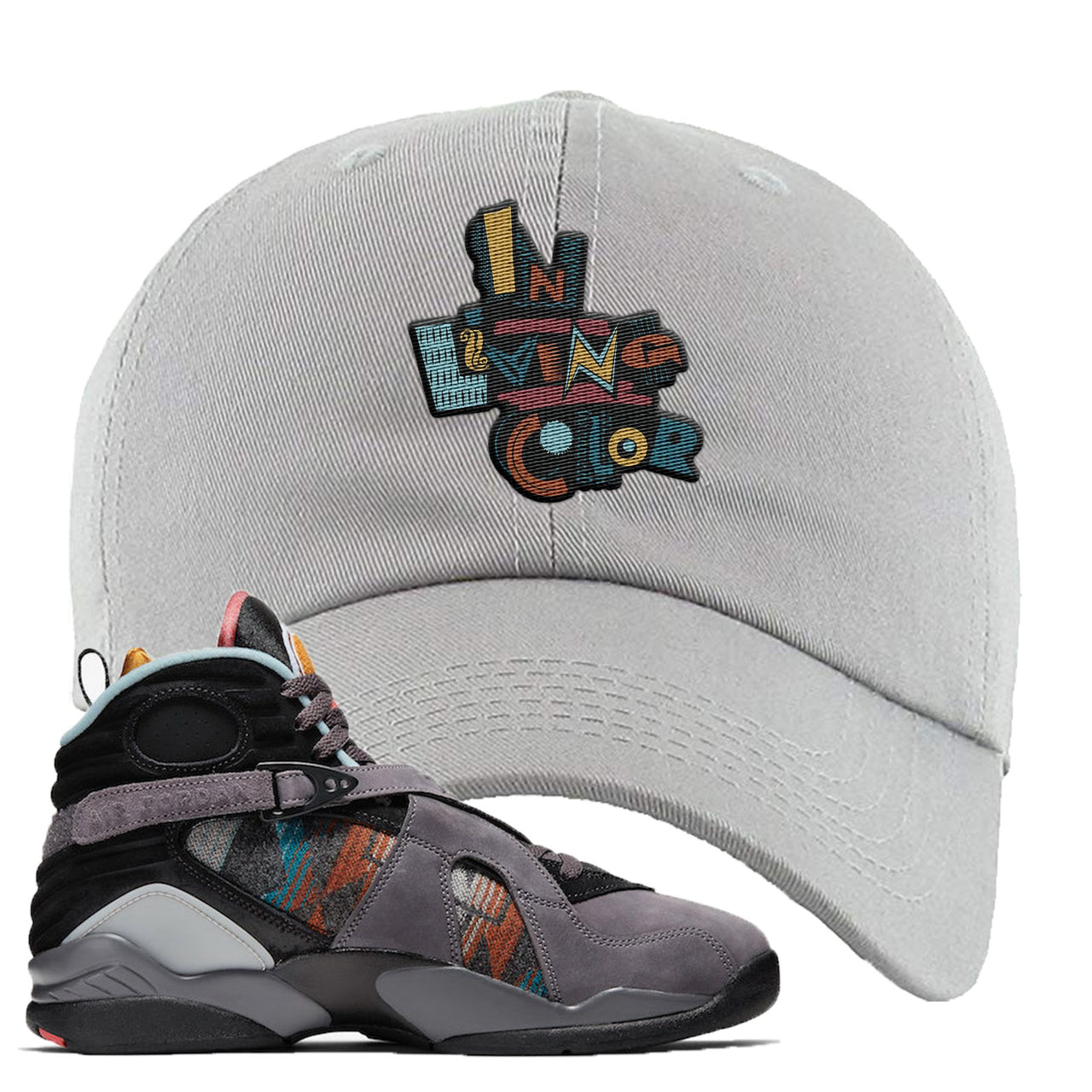 Jordan 8 N7 Pendleton In Living Color Light Gray Sneaker Hook Up Dad Hat