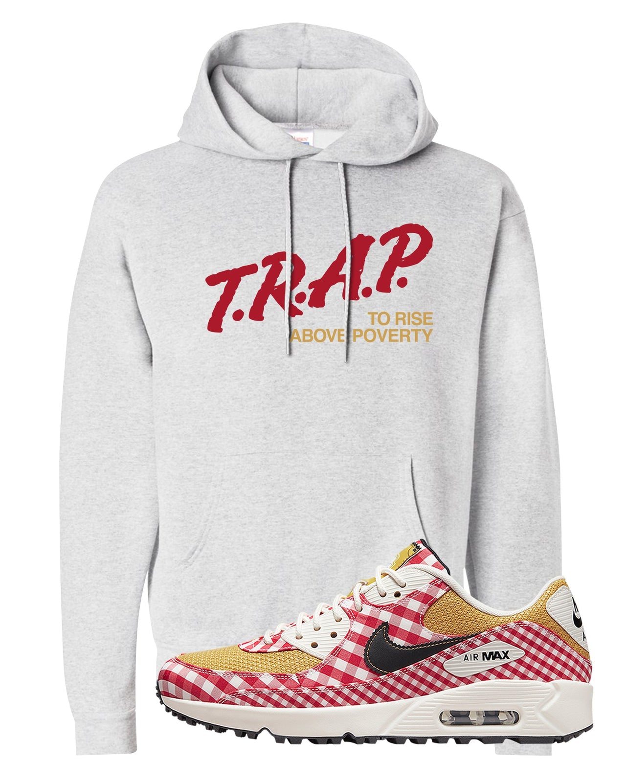 Picnic Golf 90s Hoodie | Trap To Rise Above Poverty, Ash
