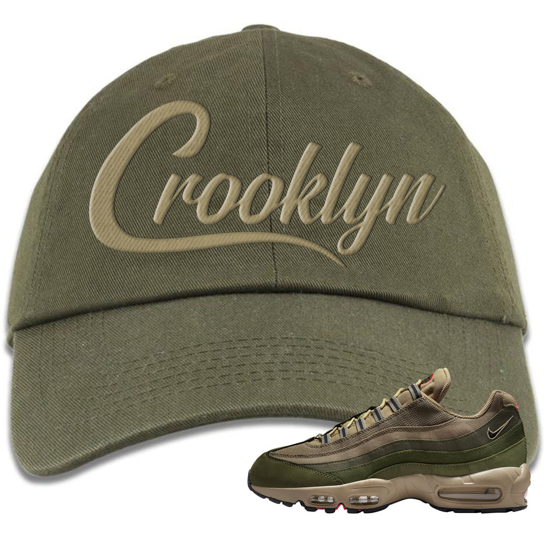 Medium Olive Rough Green 95s Dad Hat | Crooklyn, Olive