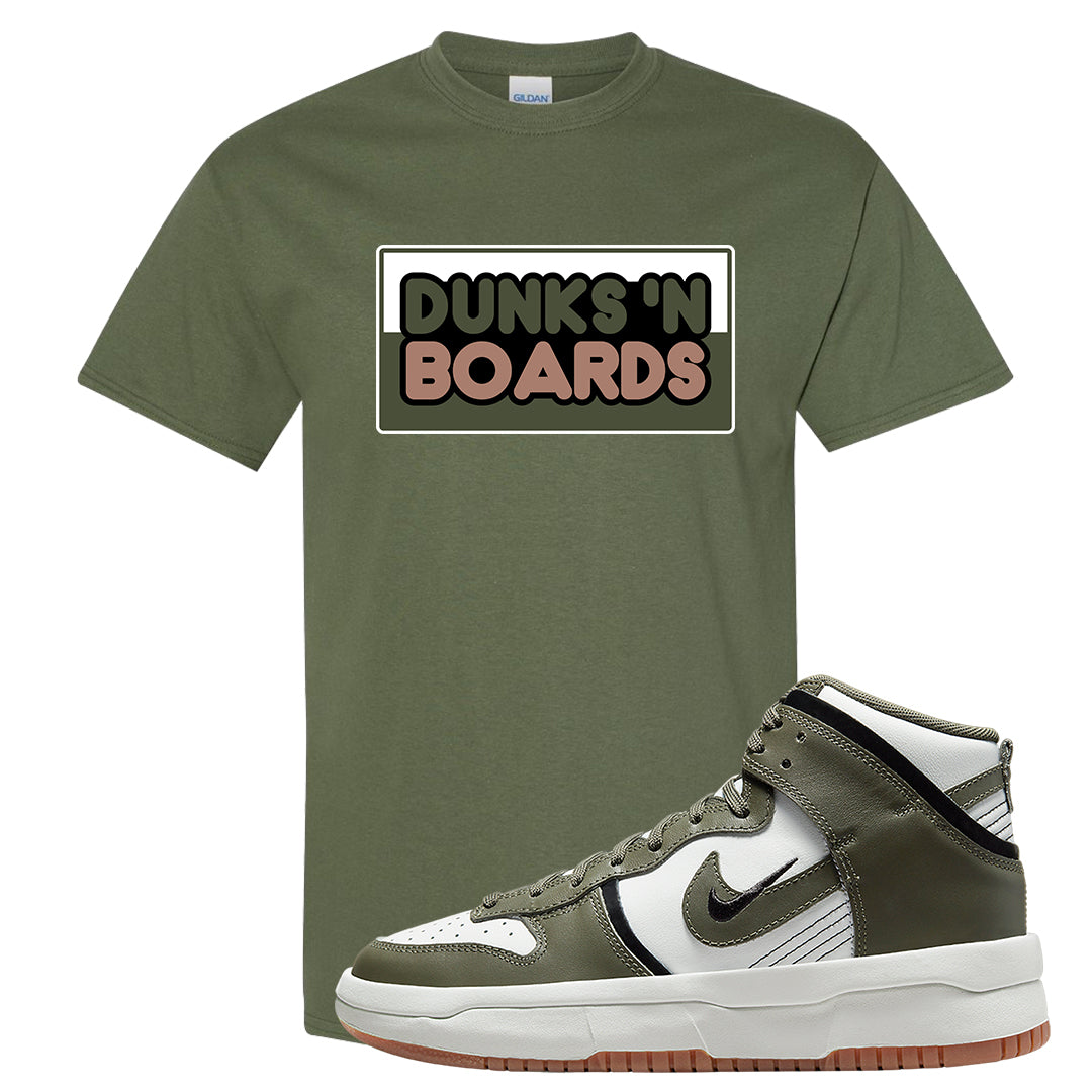 Cargo Khaki Rebel High Dunks T Shirt | Dunks N Boards, Military Green