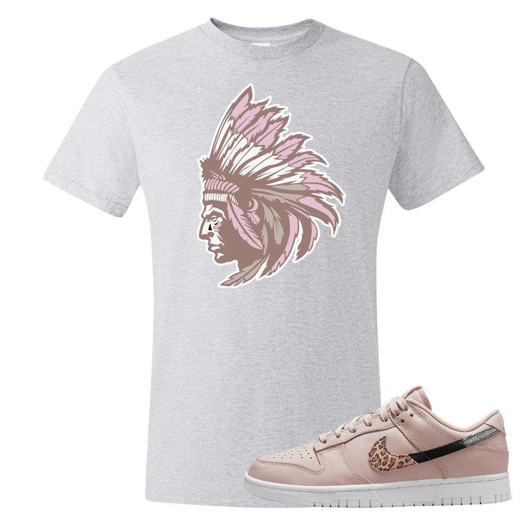 Primal Dusty Pink Leopard Low Dunks T Shirt | Indian Chief, Ash