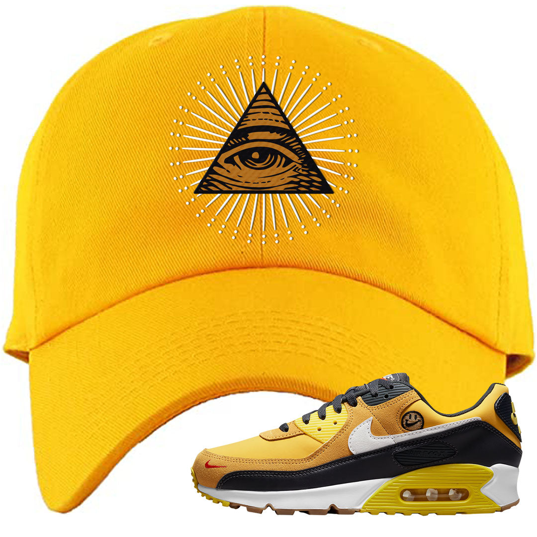 Go The Extra Smile 90s Dad Hat | All Seeing Eye, Gold