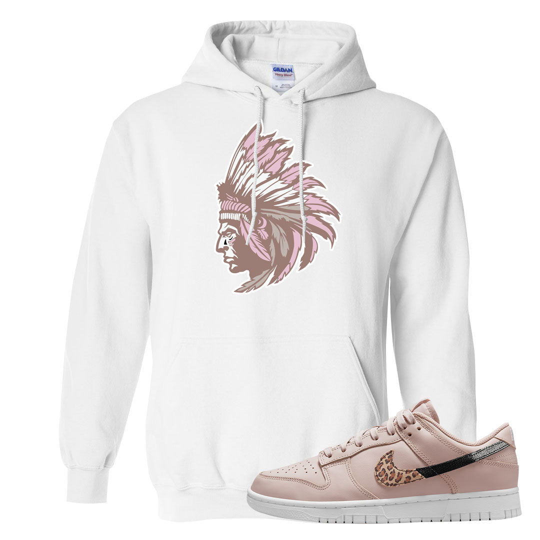 Primal Dusty Pink Leopard Low Dunks Hoodie | Indian Chief, White
