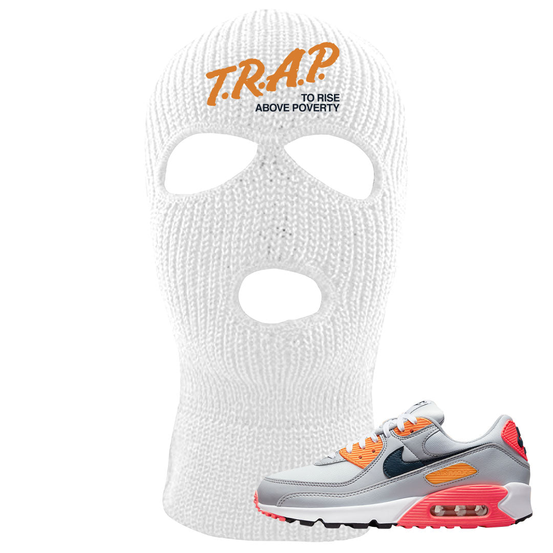 Sunset 90s Ski Mask | Trap To Rise Above Poverty, White