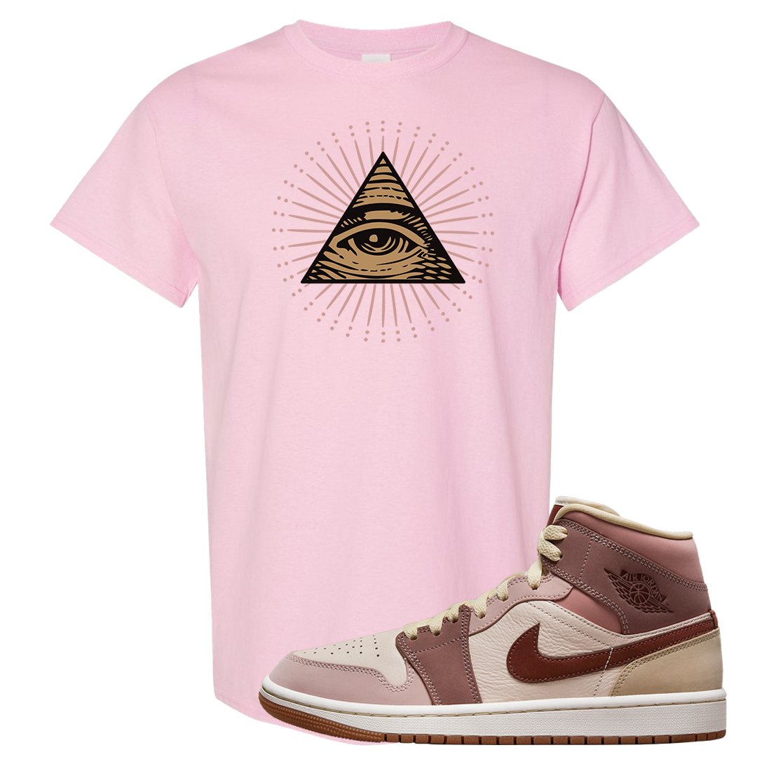 Pink Sand Mauve Mid 1s T Shirt | All Seeing Eye, Light Pink