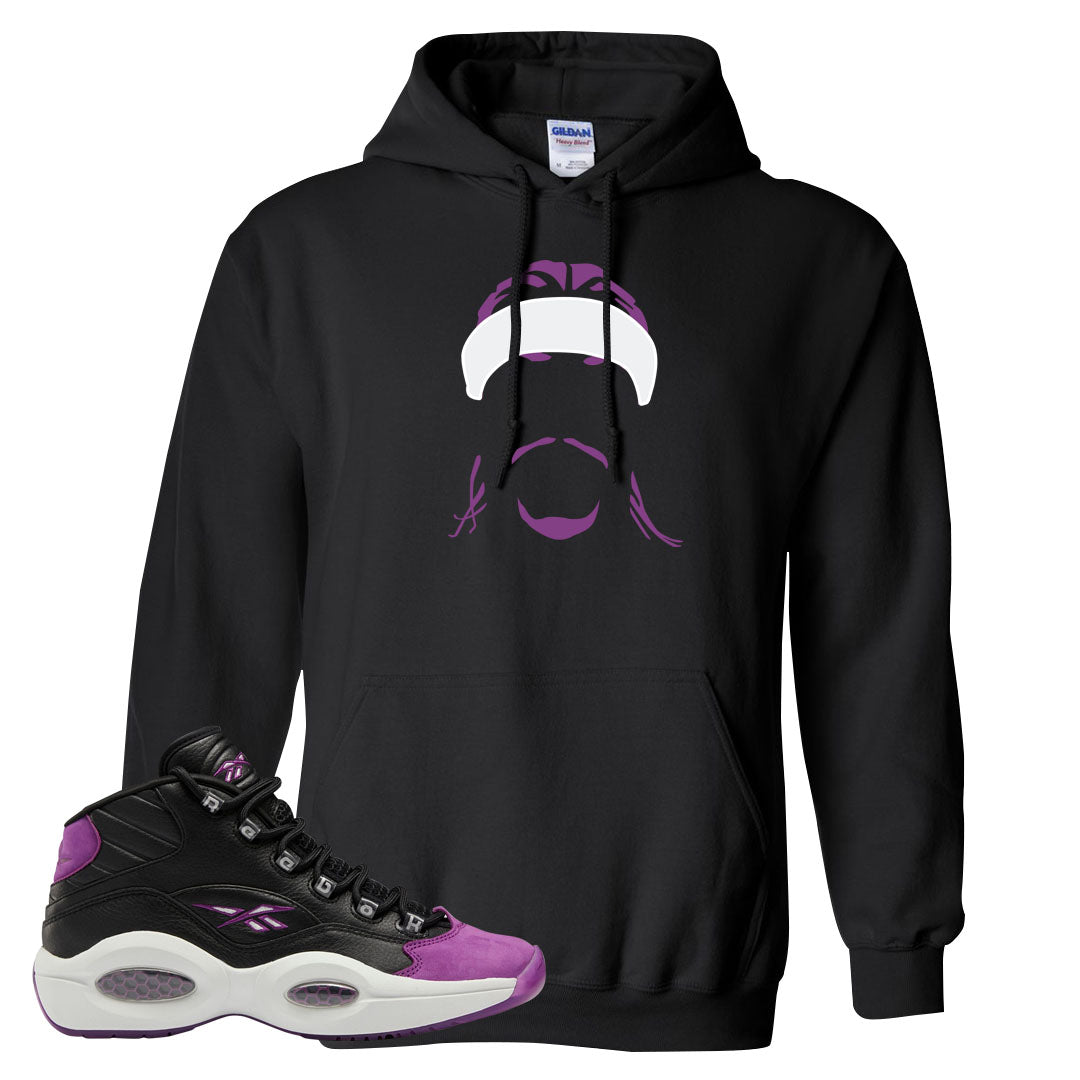 Eggplant Mid Questions Hoodie | Headband Corn Rows, Black