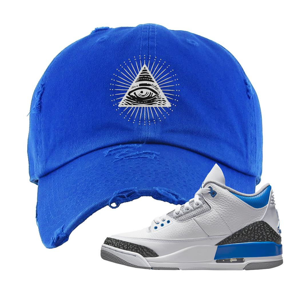 Racer Blue 3s Distressed Dad Hat | All Seeing Eye, Royal