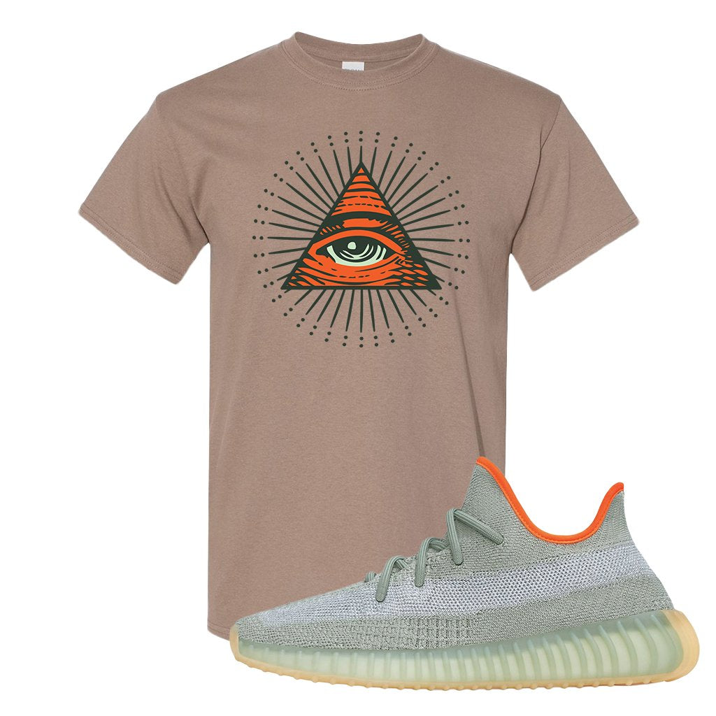 Yeezy 350 V2 Desert Sage Sneaker T Shirt |All Seeing Eye | Brown Savanna