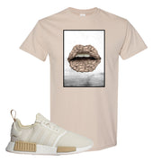 NMD R1 Chalk White Sneaker Sand T Shirt | Tees to match Adidas NMD R1 Chalk White Shoes | Rose Lips