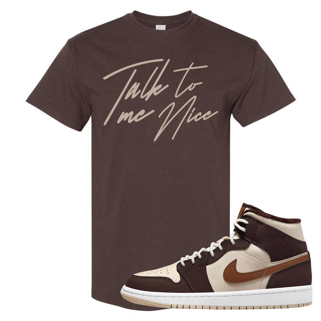 Brown Fleece Mid 1s T Shirt | Talk To Me Nice, Chocolate