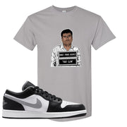 Air Jordan 1 Low Black Medium Grey T Shirt | El Chapo Illustration, Gravel