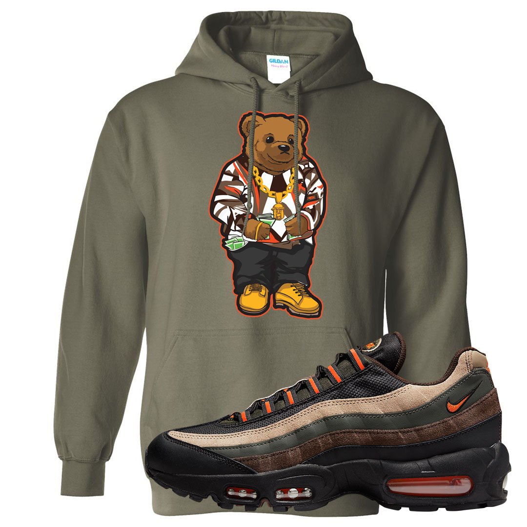 Dark Army Orange Blaze 95s Hoodie | Sweater Bear, Military Green
