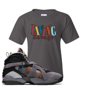 Jordan 8 N7 Pendleton In Living Color Charcoal Gray Sneaker Hook Up Kid's T-Shirt