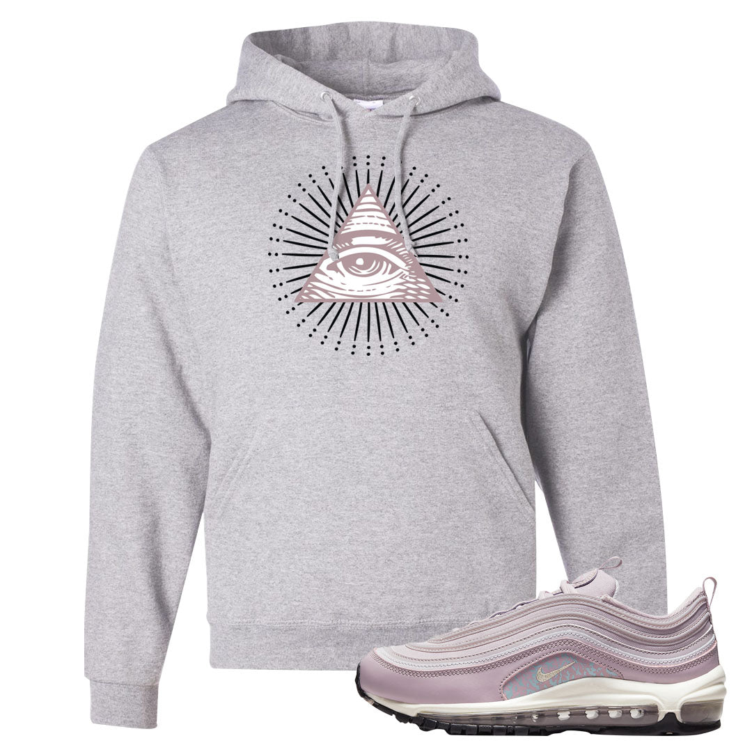 Plum Fog 97s Hoodie | All Seeing Eye, Ash