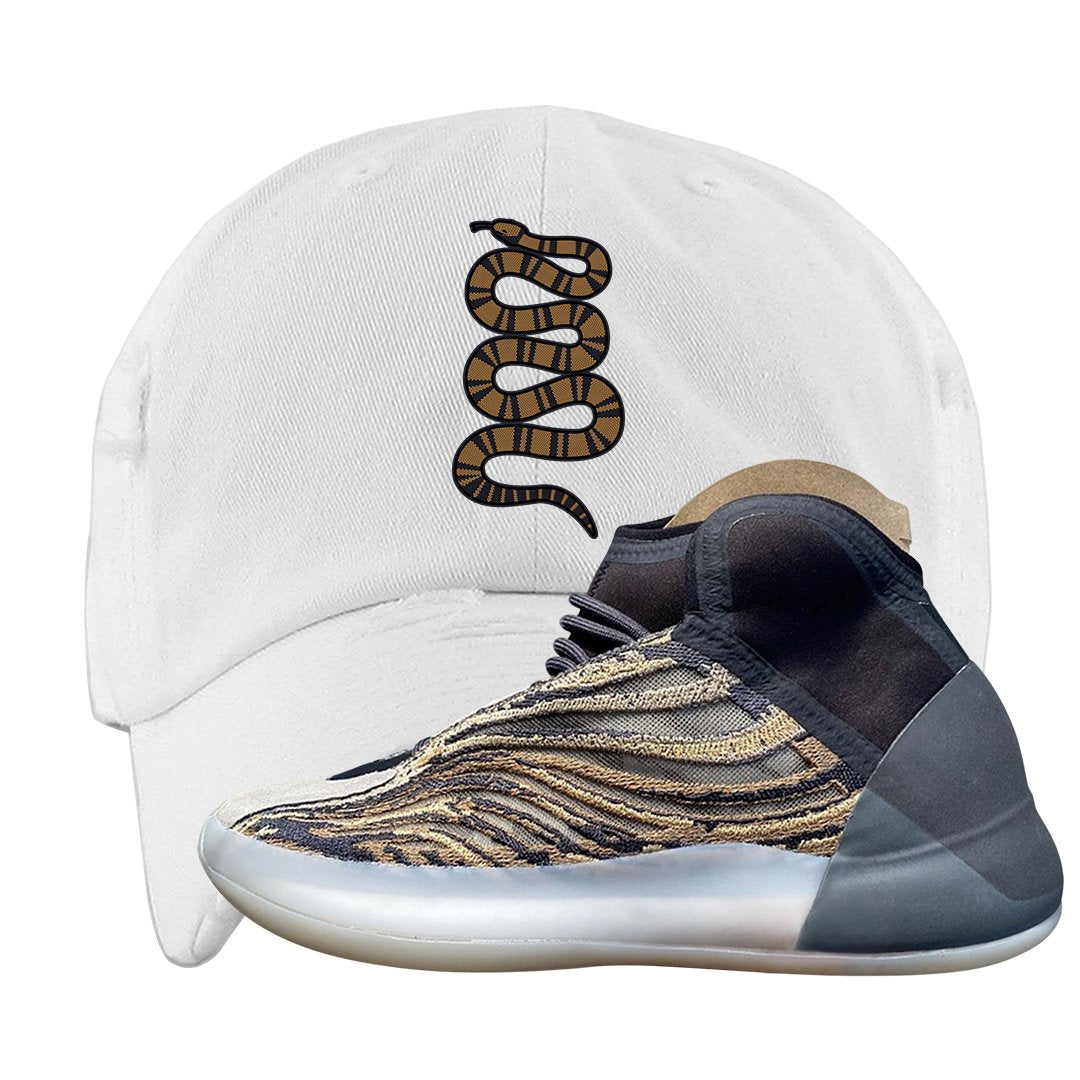 Amber Tint Quantums Distressed Dad Hat | Coiled Snake, White