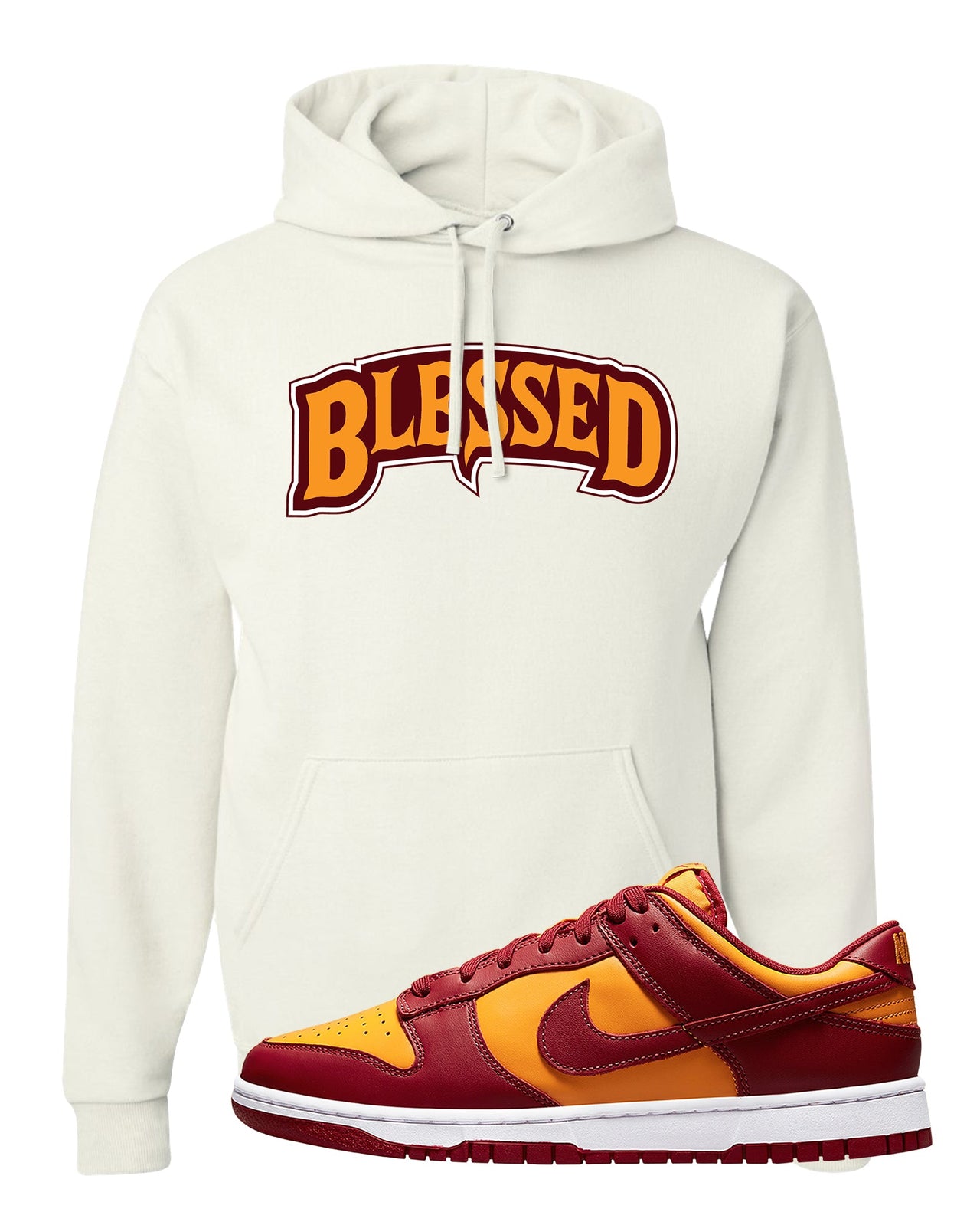 Midas Gold Low Dunks Hoodie | Blessed Arch, White