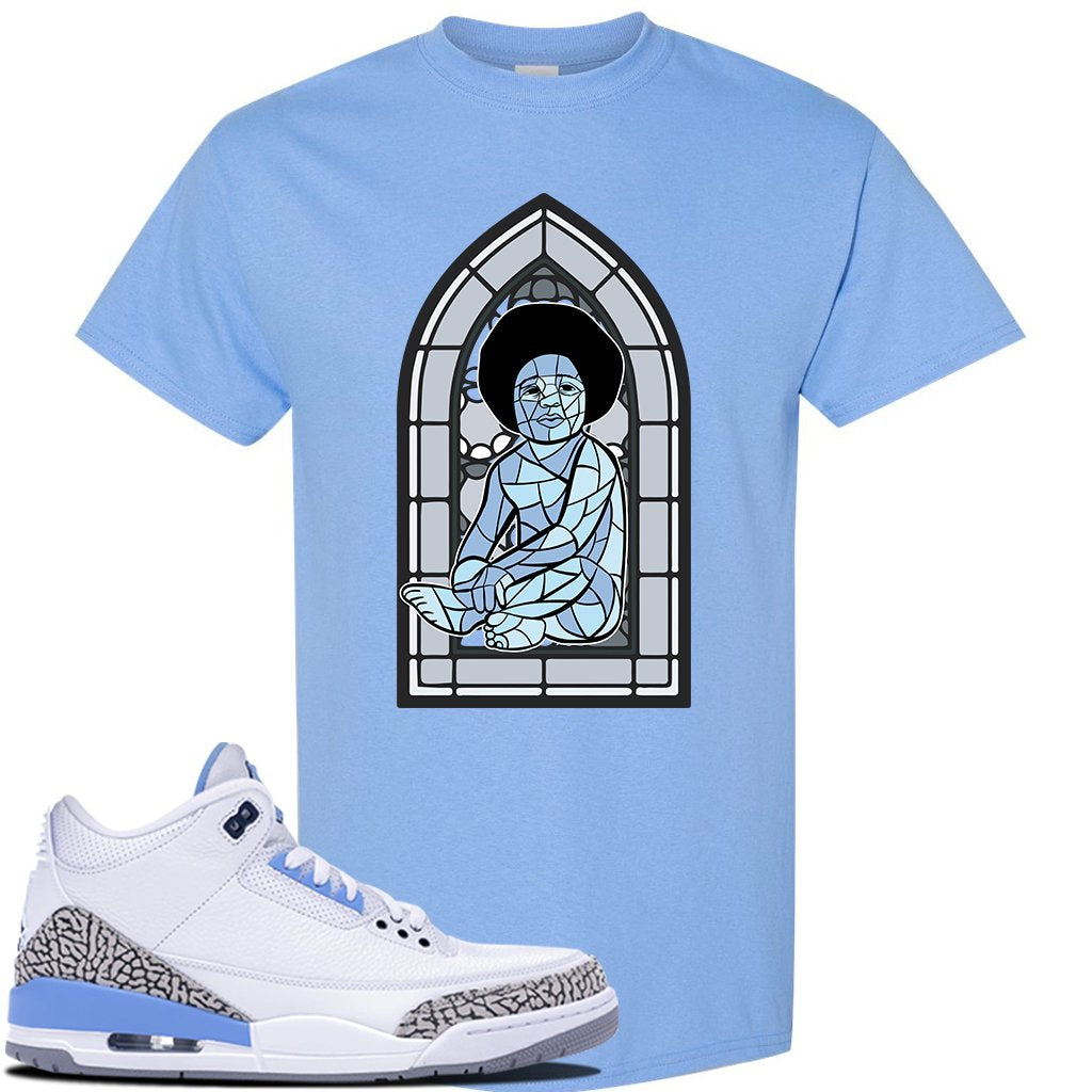 Jordan 3 UNC Sneaker Carolina Blue T Shirt | Tees to match Nike Air Jordan 3 UNC Shoes | Baby Mosaic