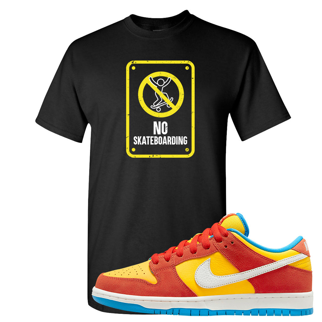 Habanero Red Gold Blue Low Dunks T Shirt | No Skating Sign, Black