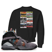 Jordan 8 N7 Pendleton Cassette Black Sneaker Hook Up Kid's Crewneck Sweatshirt
