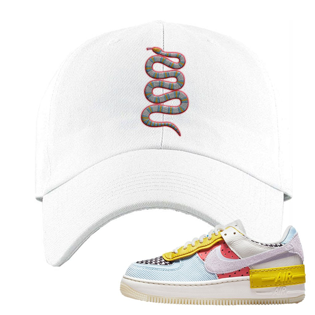 Air Force 1 Shadow Multi-Color Dad Hat | Coiled Snake, White