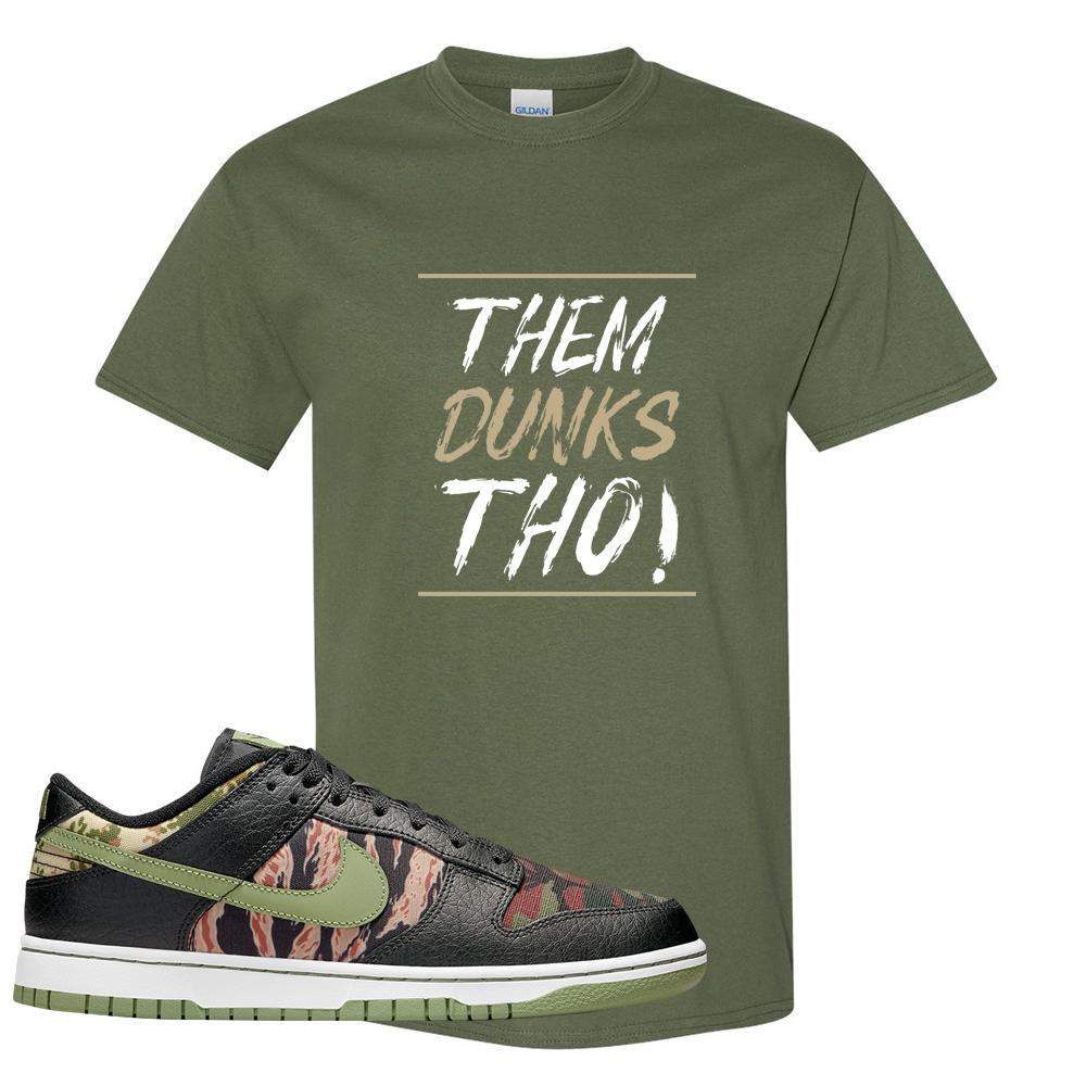 Multi Camo Low Dunks T Shirt | Them Dunks Tho, Military Green